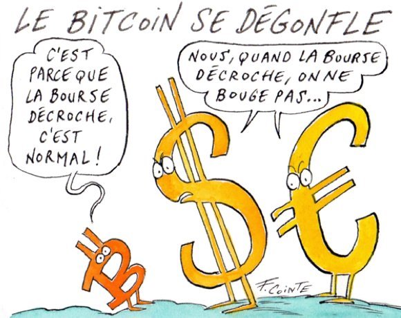 Dessin: Le Bitcoin redescendu de 16 000 à 6 000 €